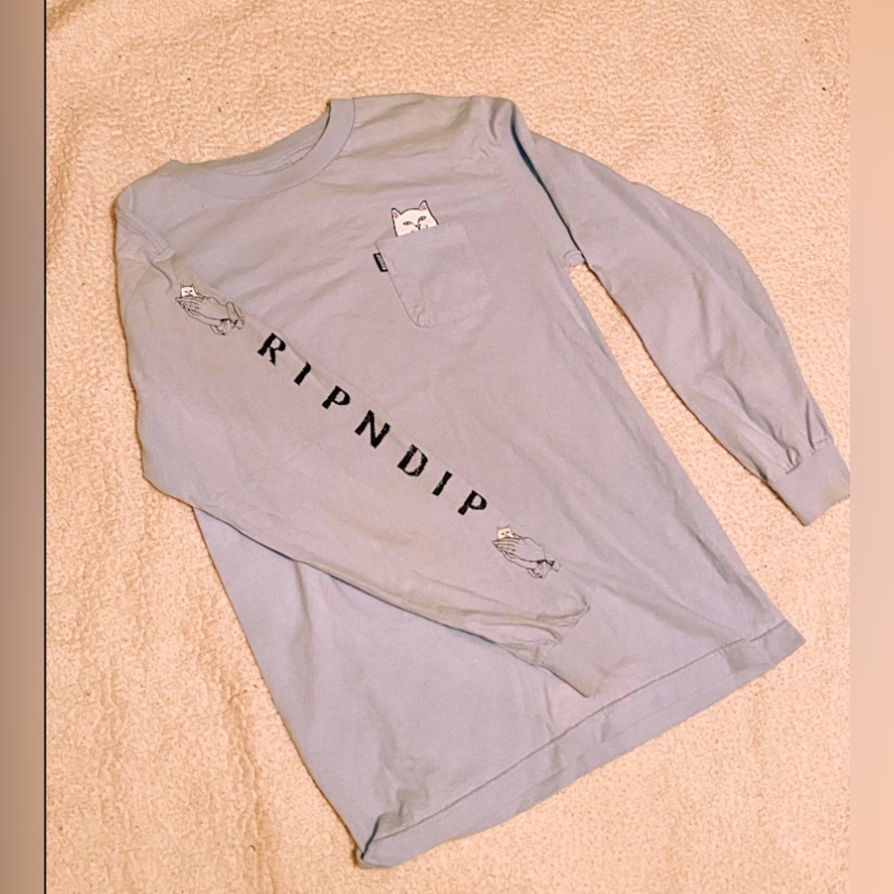 sky blue ripndip long sleeve RARE cat pocket